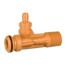 Hydra-Flex Chem-Flex PC2 x 3/8" MPT Orange Chemical Injector designed for efficient chemical injection in car wash systems.