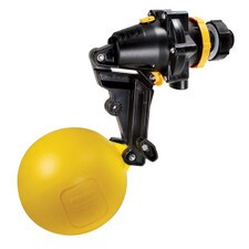 Jobe Topaz 1" float valve with long tail, designed for water management in car wash systems.