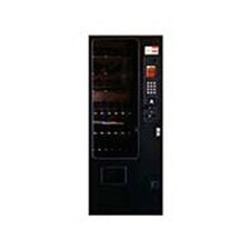 Rain Tunnel 90050 MegaVendor Mini – Compact black snack vending machine with Talos acceptor for self-serve locations.