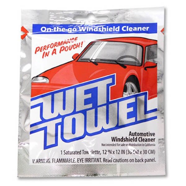 CWS 12x12 wet towel designed for effective windshield cleaning, perfect for car washes and auto detailing applications.