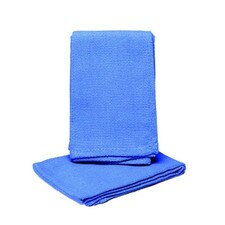 Quick Dry 22'' x 17'' Cotton Folded Unwrapped Blue Vending Towel, designed for high absorbency and convenience in car wash vending machines.
