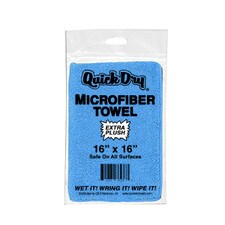 Quick Dry 16 x 16 blue extra plush microfiber-wrapped towel for superior absorption and gentle drying, ideal for car detailing and cleaning.