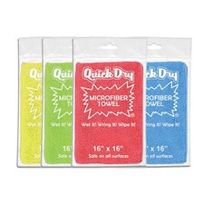 Quick Dry 16x16 yellow microfiber towel, extra plush, perfect for drying and cleaning with high absorbency and durability.