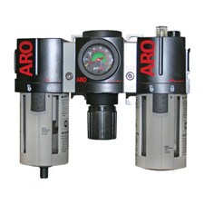 ARO Polycarbonate 1/2'' FPT Combo Air Filter Regulator Lubricator with Gauge for compressed air systems and car wash applications
