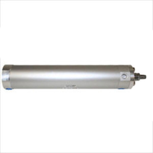 SMC steel air cylinder with a 2-inch bore and 10-inch stroke, model A11210-2, designed for industrial pneumatic applications.