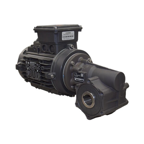 Sonnys Anodized Aluminum Flender Style Trans Techno 161 Ratio Gearbox with 1HP Motor and Cable – High-performance gearbox and motor combination designed for car wash systems