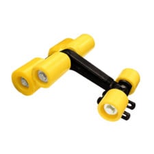 Sonny's UHMW 2 1/4” ID idler 6-wheel mid-profile roller for car wash systems, designed for durability and smooth operation in industrial settings.