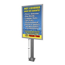 TSS 28" x 44" Aluminum Single-Sided Snap-Open Frame with Pedestal, a durable and easy-to-use display frame ideal for signage or promotional materials.